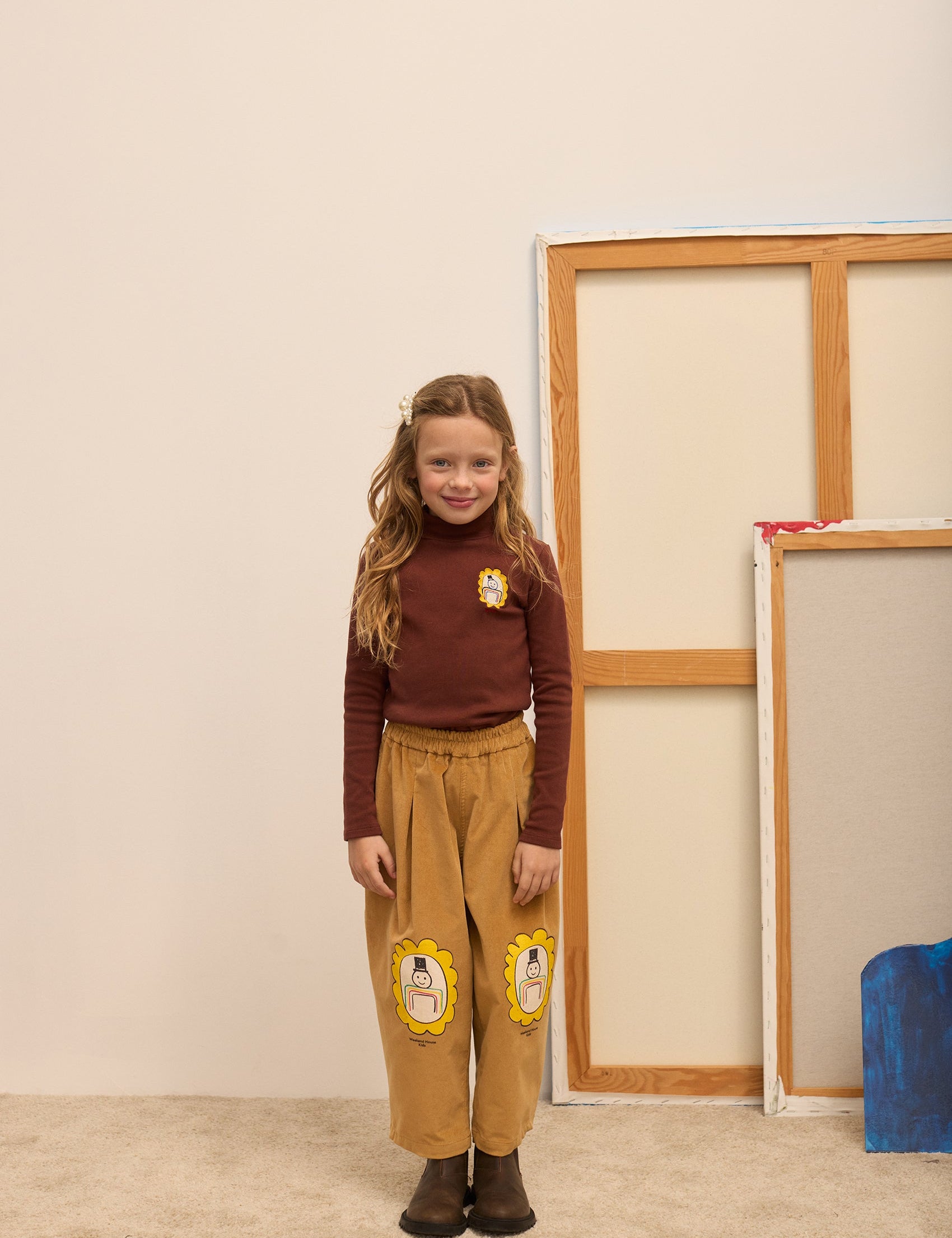 Kids' City Mayor Velvet Trousers in Caramel - lookbook