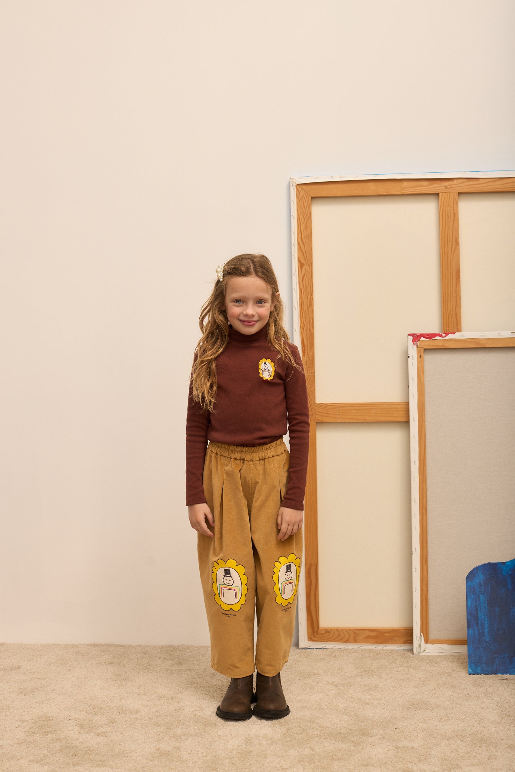Kids' Mayor Fleeced Turtleneck Top in Brown - lookbook
