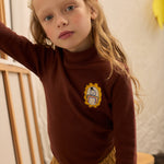 Kids' Mayor Fleeced Turtleneck Top in Brown - lookbook