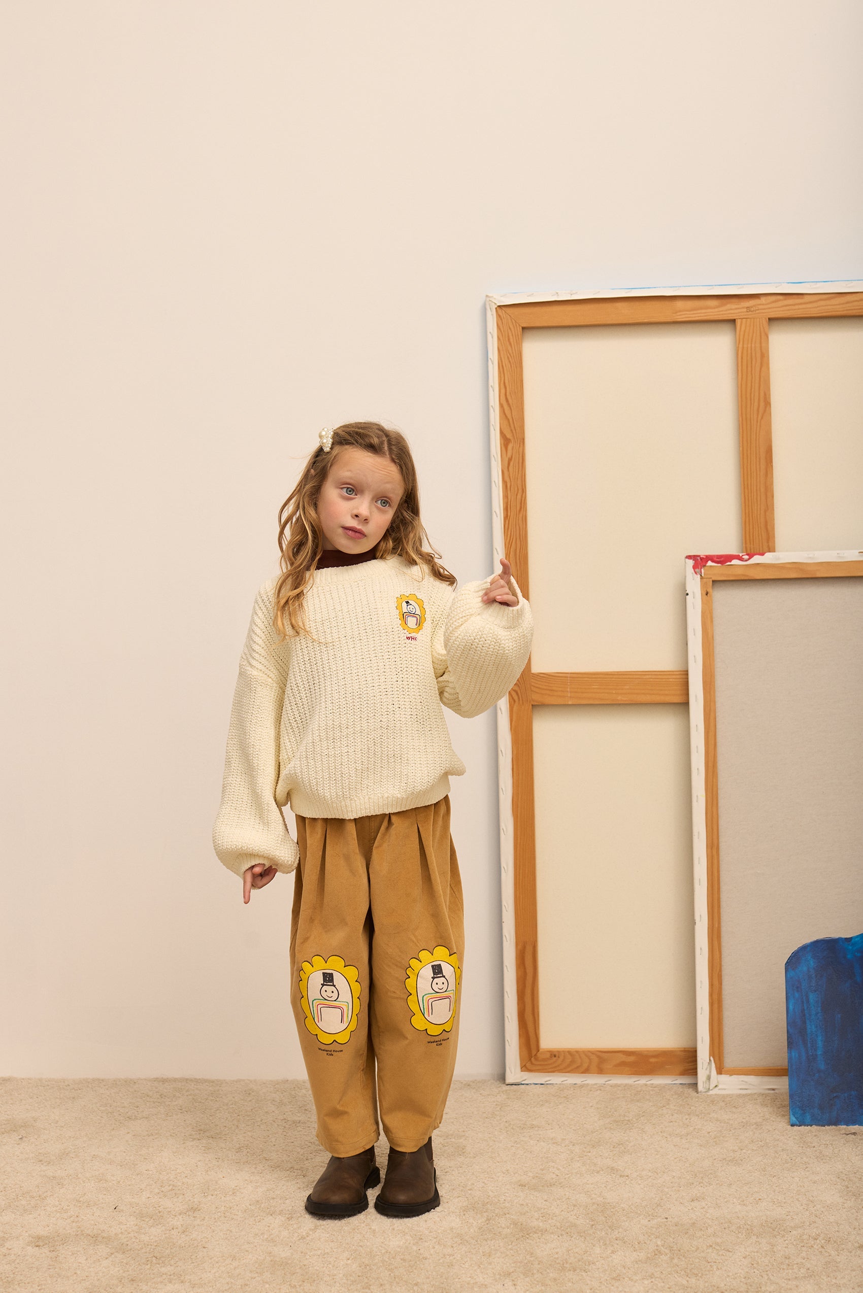 Kids' City Mayor Velvet Trousers in Caramel - lookbook