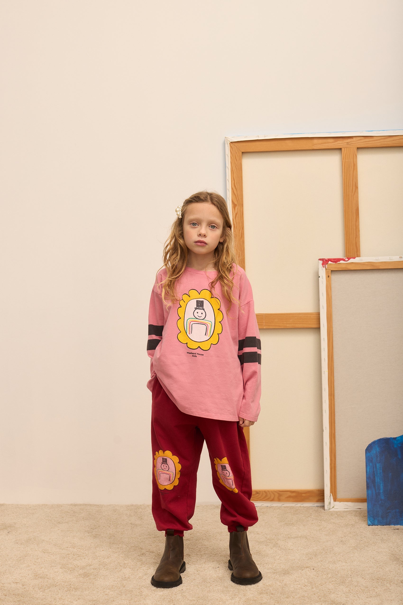 Kids' Mayor Joggers in Burgundy - lookbook