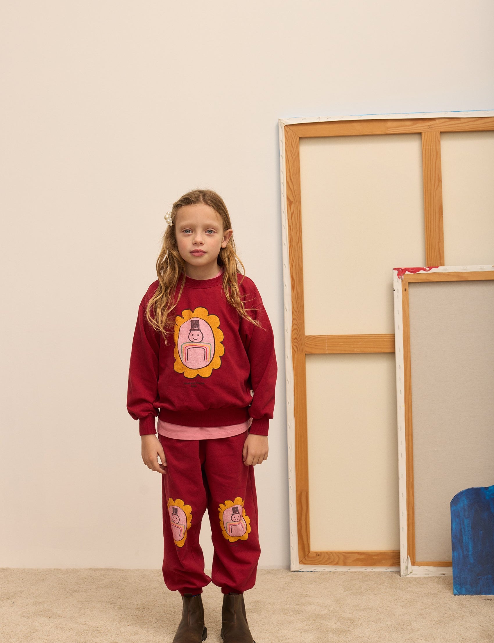 Kids' Mayor Joggers in Burgundy - lookbook