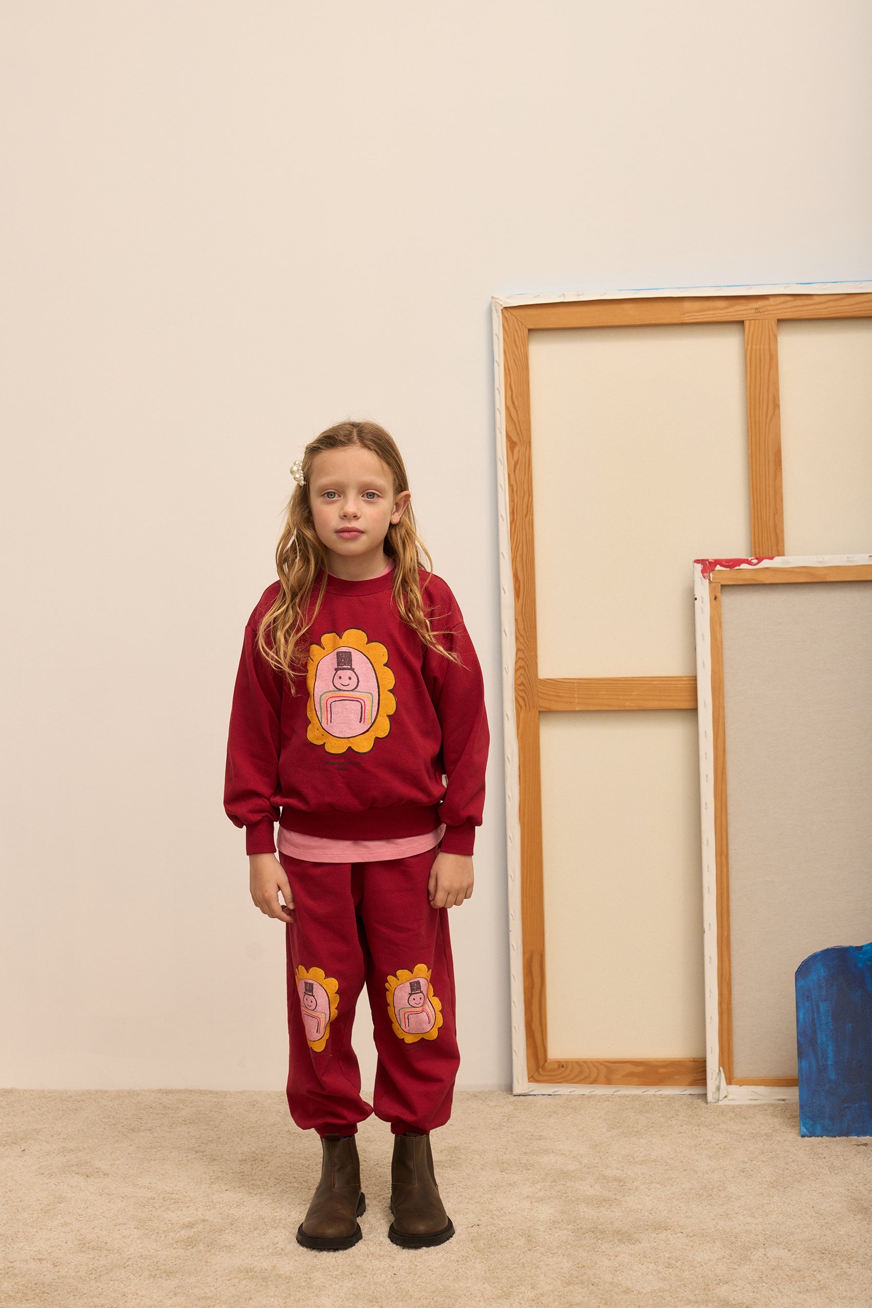 Kids' Mayor Joggers in Burgundy - lookbook