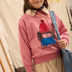 Kids' Messy Hair Sweatshirt in Pink - lookbook