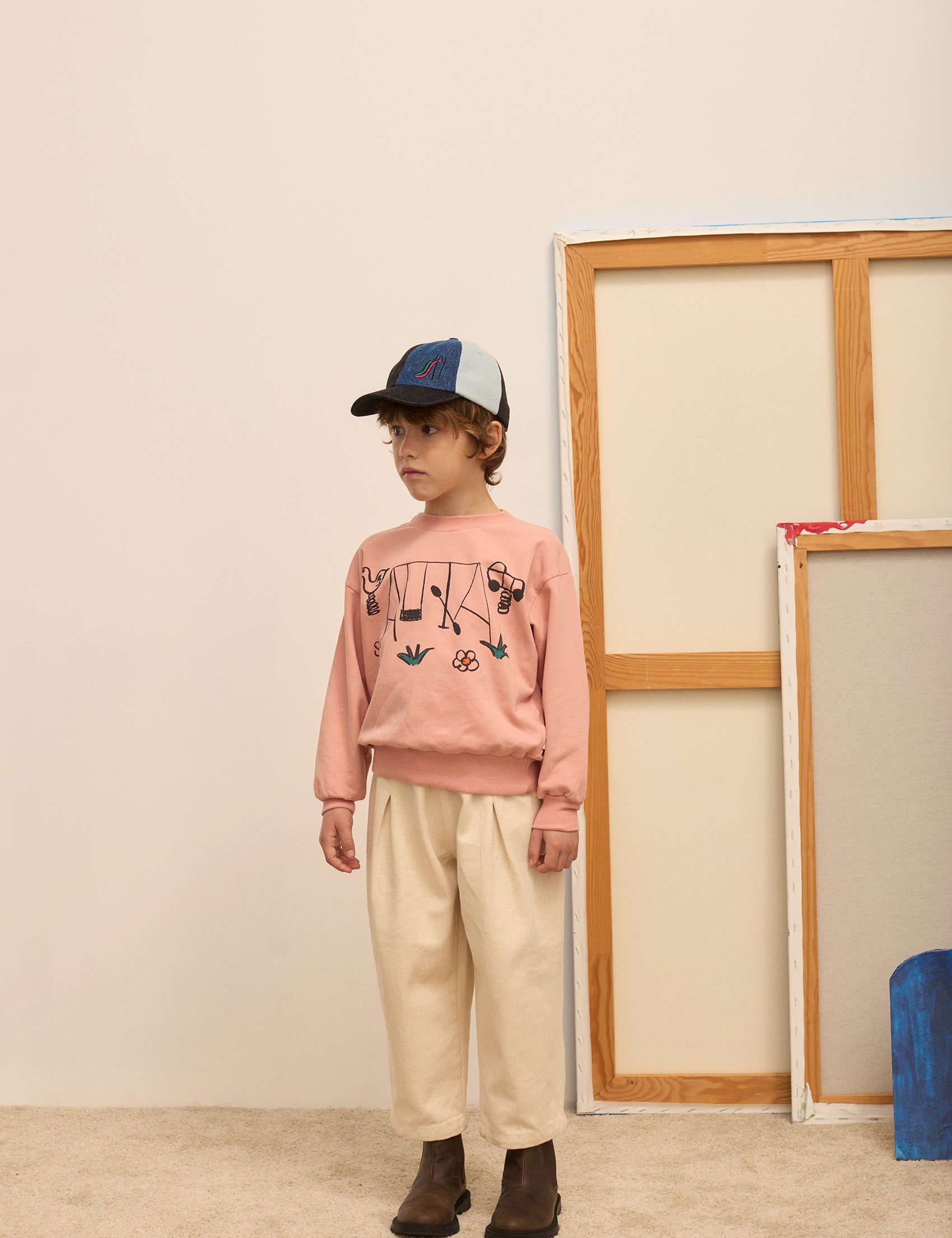 Kids' Playground Sweatshirt in Peach - lookbook