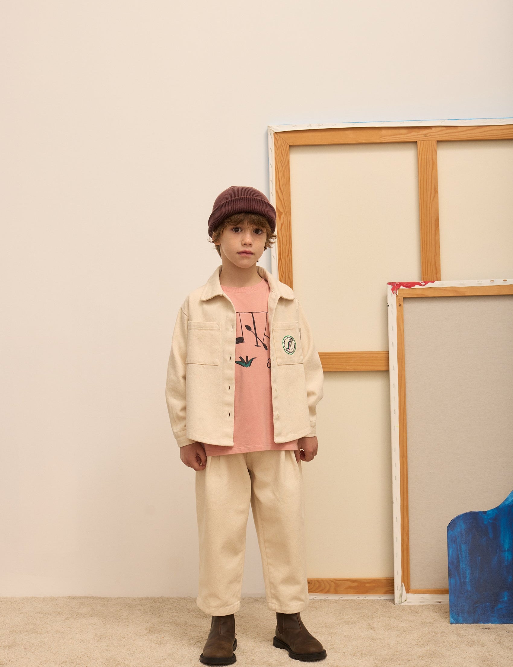 Kids' Slide Canvas Shirt in Sand - lookbook
