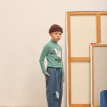 Kids' Pom Pom Dog Denim Trousers in Blue - lookbook