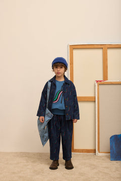 Kids' Slide Print Denim Jacket in Dark Blue - lookbook