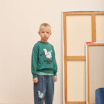 Kids' Pom Pom Dog Denim Trousers in Blue - lookbook