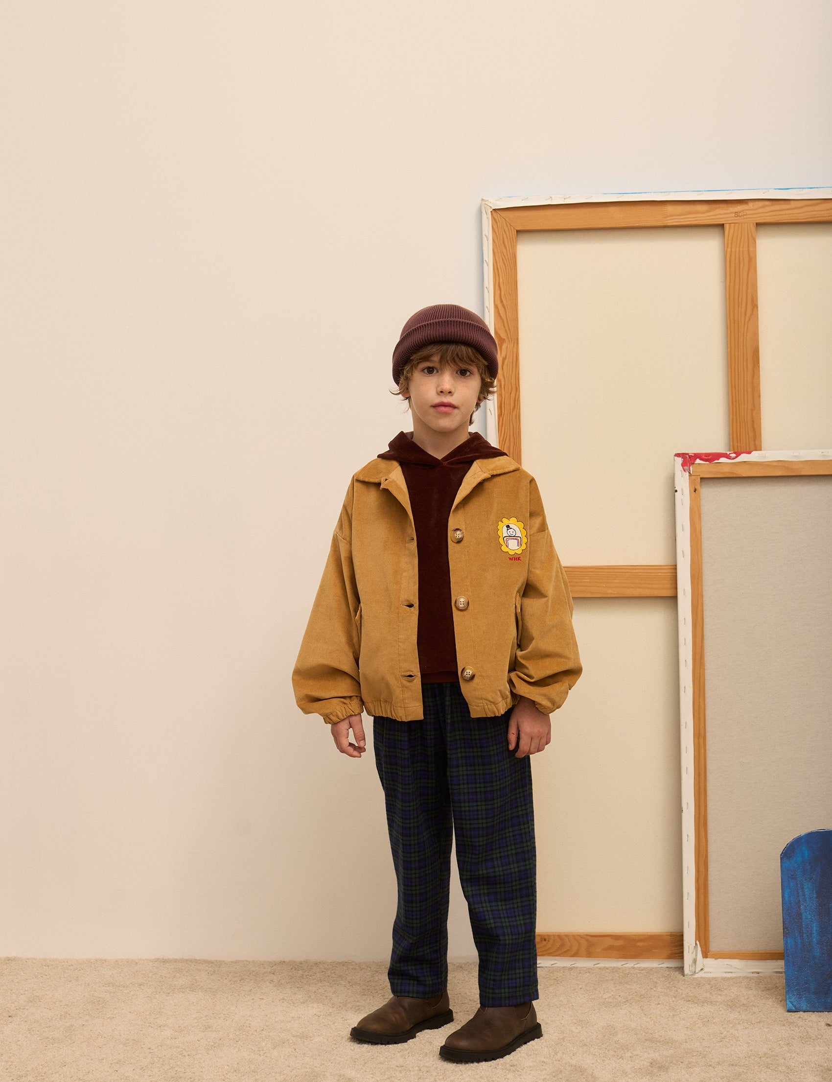 Kids' Checked Trousers in Blue - lookbook
