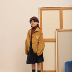 Kids' City Mayor Velvet Bomber Jacket in Caramel - lookbook