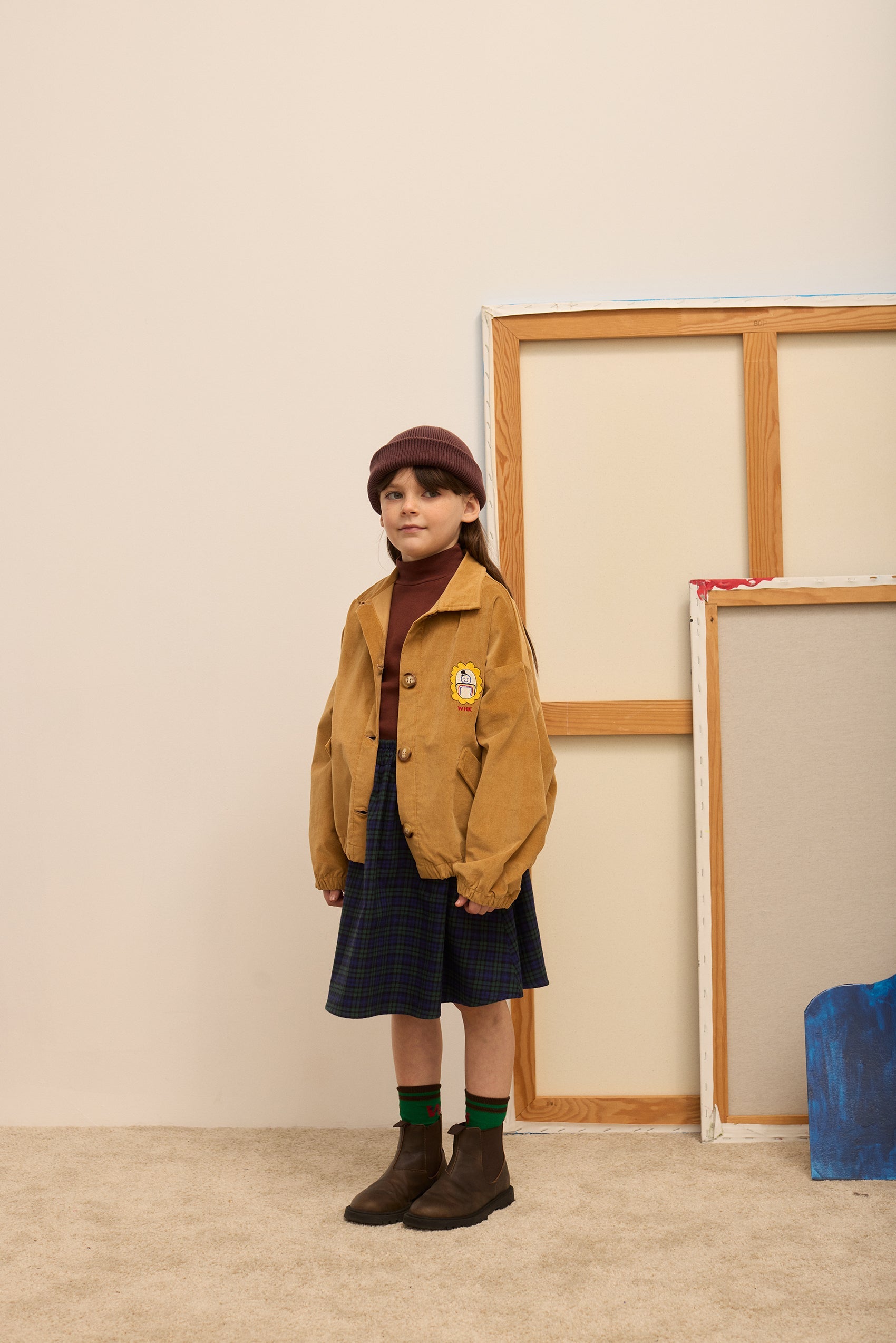 Kids' City Mayor Velvet Bomber Jacket in Caramel - lookbook