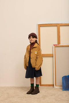 Kids' City Mayor Velvet Bomber Jacket in Caramel - lookbook