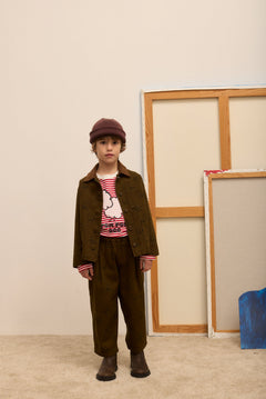 Kids' City Dog Print Canvas Trousers in Forest Green - lookbook