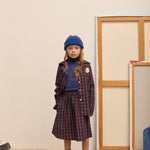 Kids' Pom Pom Dog Embroidered Poplin Shirt in Blue & Red - lookbook