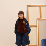 Kids' Denim Bomber Jacket in Dark Blue - lookbook