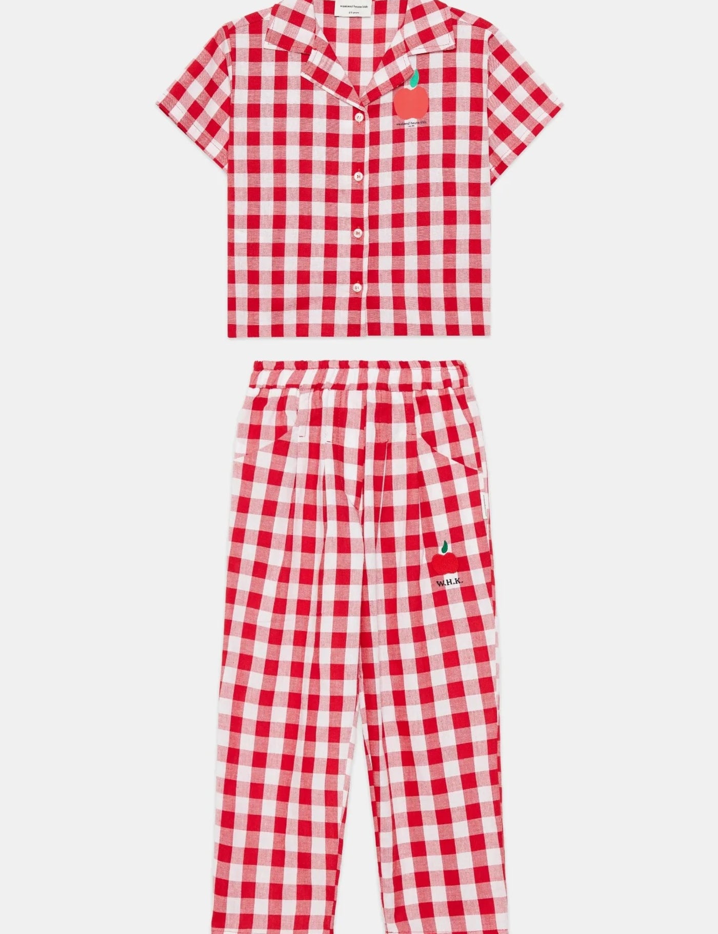 Kids' Apple Print Shirt & Trousers Set in Red & White by Weekend House Kids
