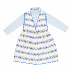 Girls' Organic Cotton Turtleneck & Apron Dress Set in Flower Stripe by Bebe Organic