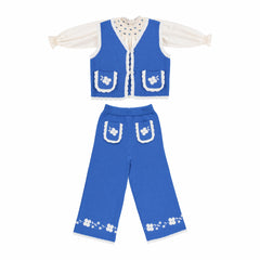Girls' Cosette Nordic Knit Vest, Celestia Blouse & Knit Trousers Outfit Set by Bebe Organic