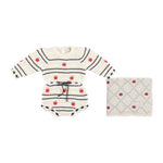 Baby Girls' Fall Apple Knit Romper & Apple Patchwork Blanket Gift Set by Bebe Organic