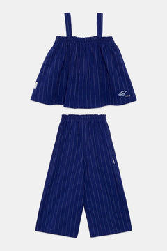 Girls' Heart Glasses Print Top & Trousers Set in Blue by Weekend House Kids