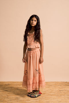 Maison Mangostan girls bird embroidered top in peach