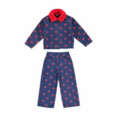 Girls' Minnie Apple Denim Jacket & Trousers Set by Bebe Organic