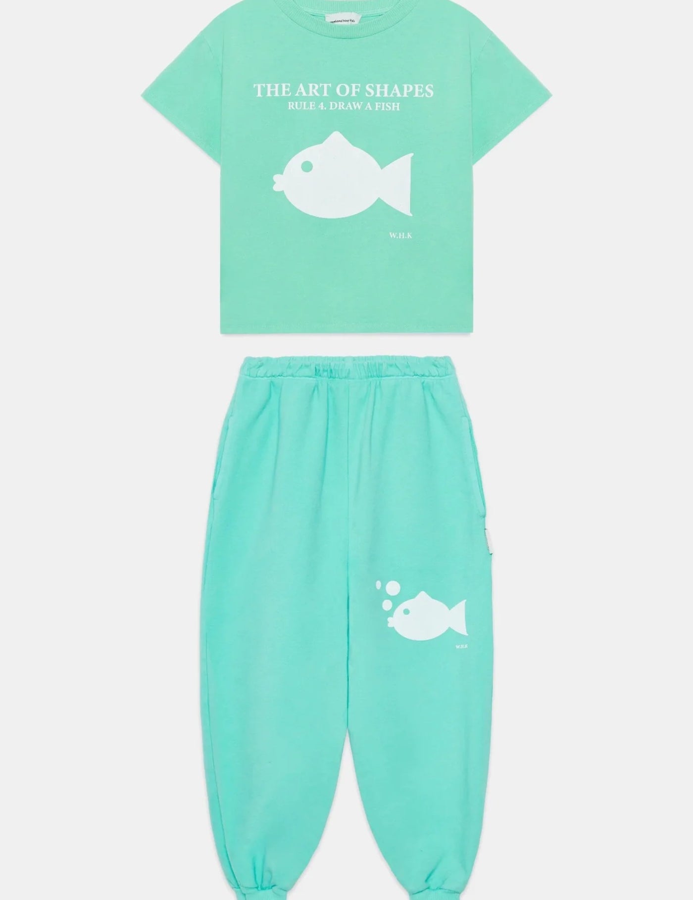 Kids' Fish Print T-Shirt & Sweatpants Set in Mint by Weekend House Kids