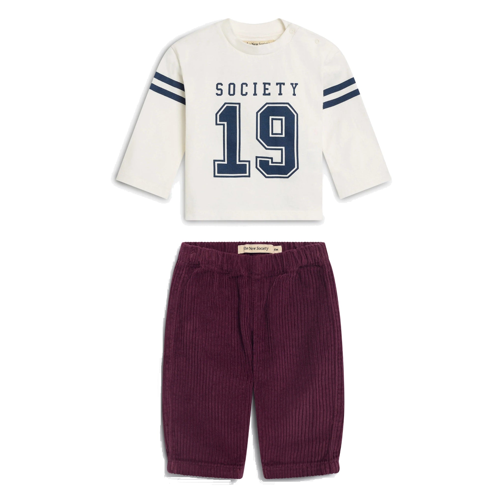 Baby Boys' Lane T-Shirt & Elio Corduroy Trousers Set in Burgundy by The New Society