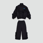 Girls' Ruffles Nylon Jacket & Trousers Set in Black by Maison Mangostan
