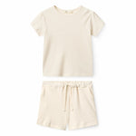 Girls' Modal Ribbed Ruffle-Sleeve T-Shirt & Shorts Set in Cream by Copenhagen Colors
