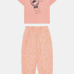Girls' Star Print T-Shirt & Constellation Sweatpants Set in Soft Peach by Weekend House Kids