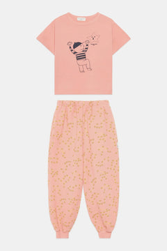 Girls' Star Print T-Shirt & Constellation Sweatpants Set in Soft Peach by Weekend House Kids