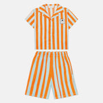 Kids' Striped Shirt & Bermuda Shorts Set in Orange by Weekend House Kids