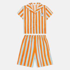 Kids' Striped Shirt & Bermuda Shorts Set in Orange by Weekend House Kids