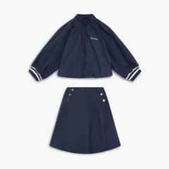 Girls' Vale Embroidered Jacket & Bubble Skirt Set in Navy Blue by The New Society