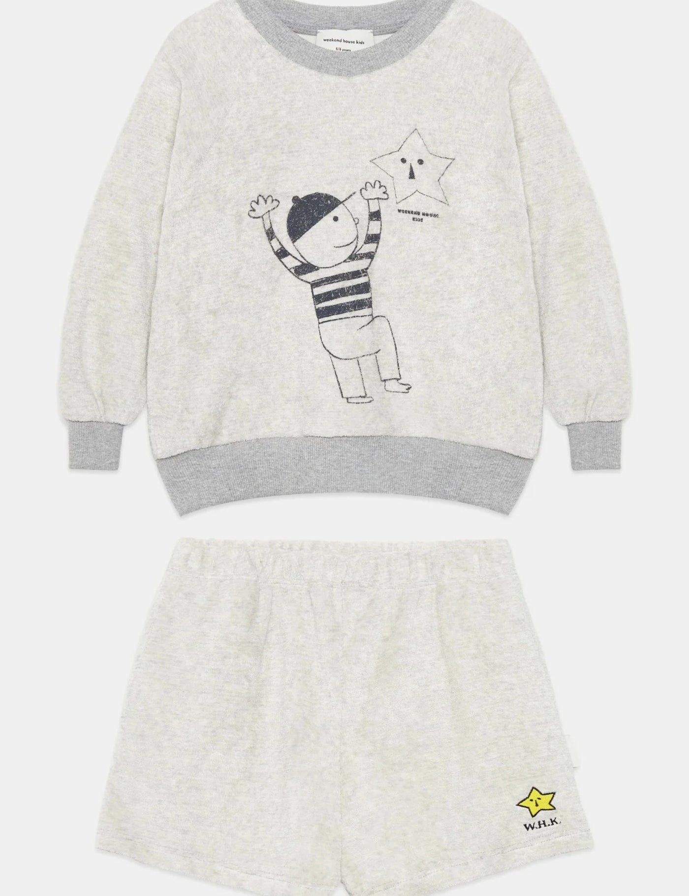 Kids' Star Towelling Sweatshirt & Shorts Set in Grey by Weekend House Kids