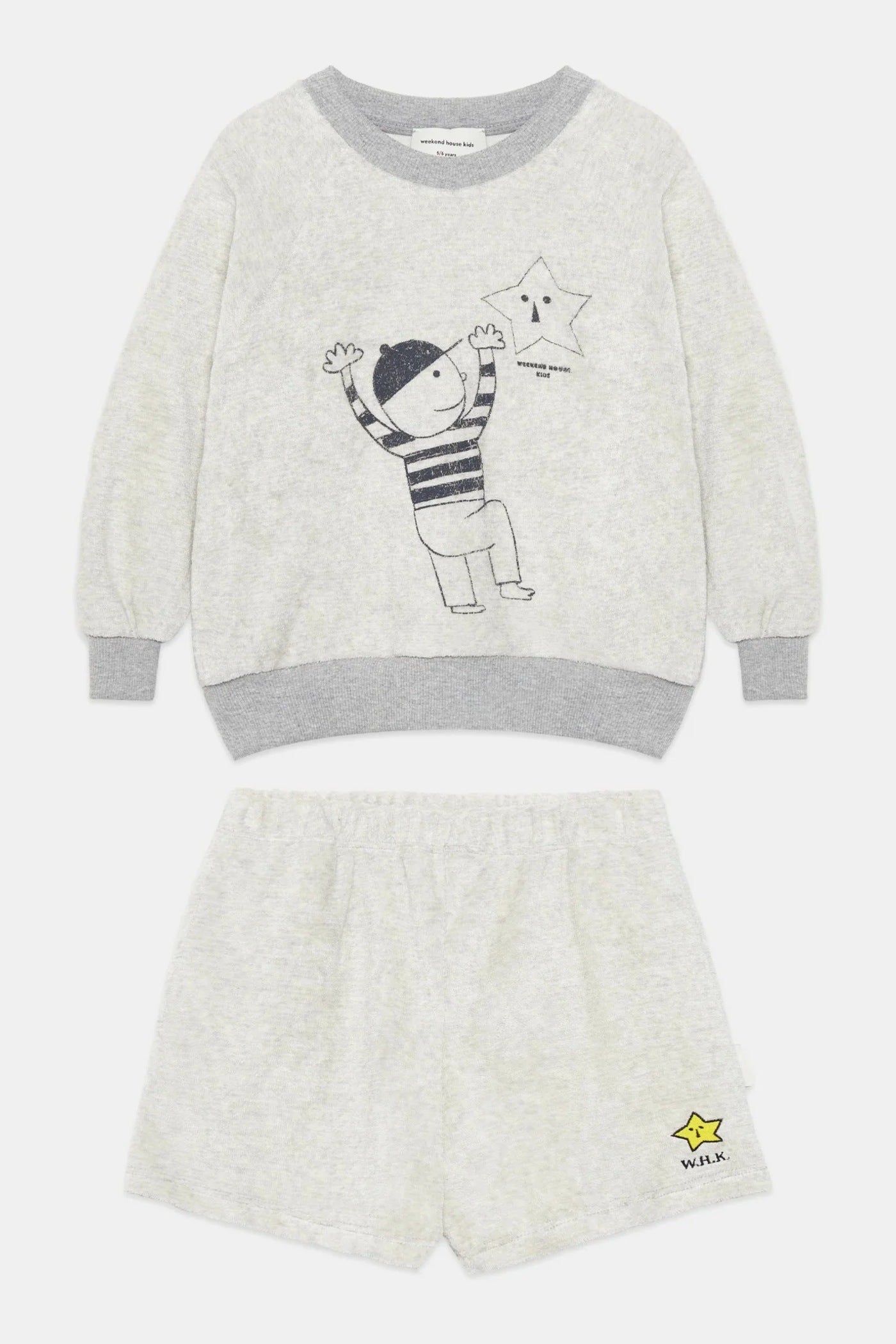 Kids' Star Towelling Sweatshirt & Shorts Set in Grey by Weekend House Kids