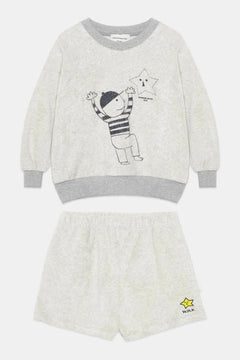 Kids' Star Towelling Sweatshirt & Shorts Set in Grey by Weekend House Kids